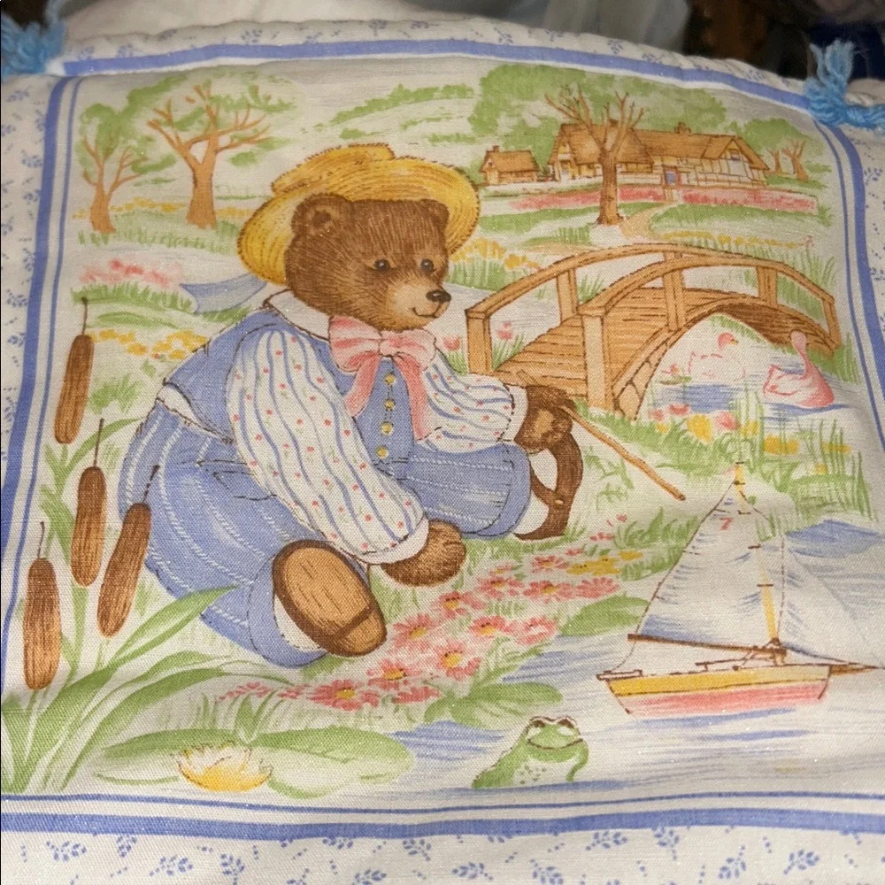 Hand Made Baby Quilt Cute Bears Cottagecore Cozy Nursery Shower Gift
